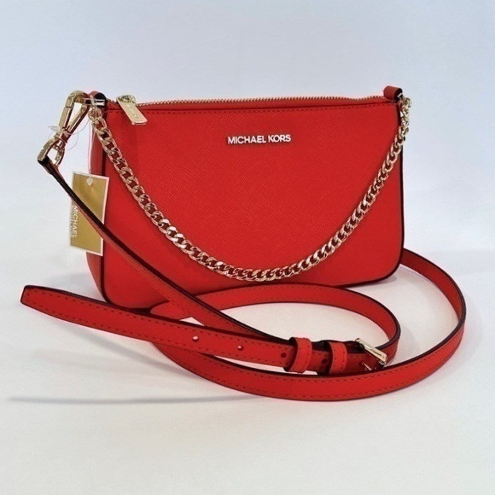 New Michael Kors Medium Zip Pouchette Crossbody Bag in Mandarin - Picture 3 of 15